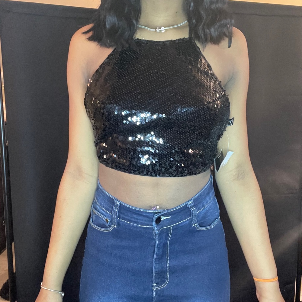 sequins halter top